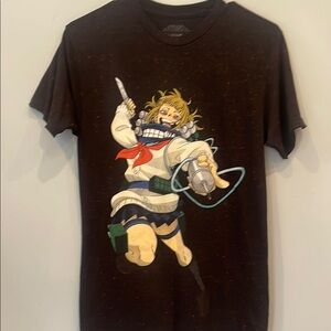 Black Graphic T-Shirt with Anime Character mens small
